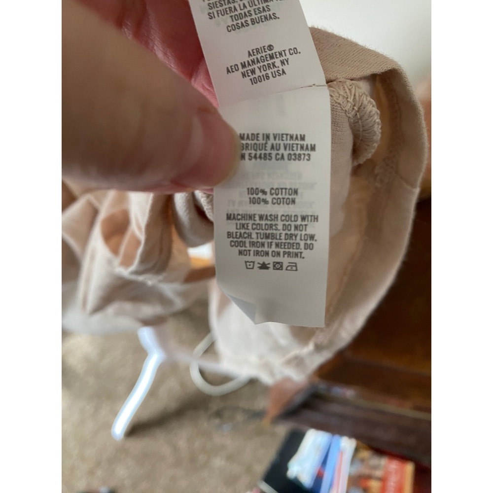 Aerie Strapless Ruffle Asymmetrical Tan Mini Dress Small Fairy Boho Cowgirl Fest - Picture 5 of 6